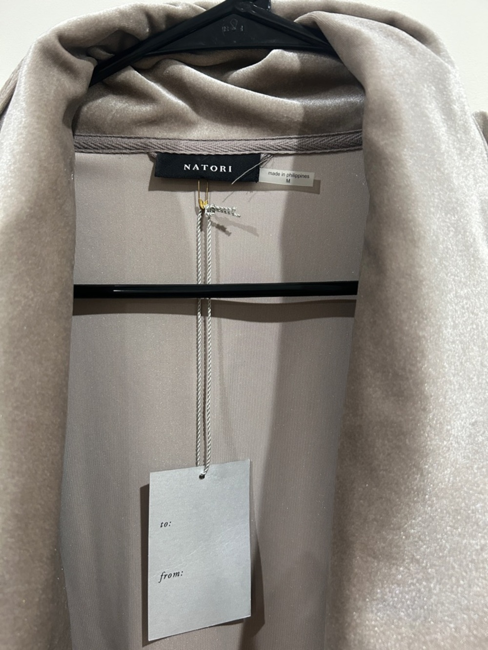 Natori Taupe Velvet Long Robe with Belt - Picture 2 of 4